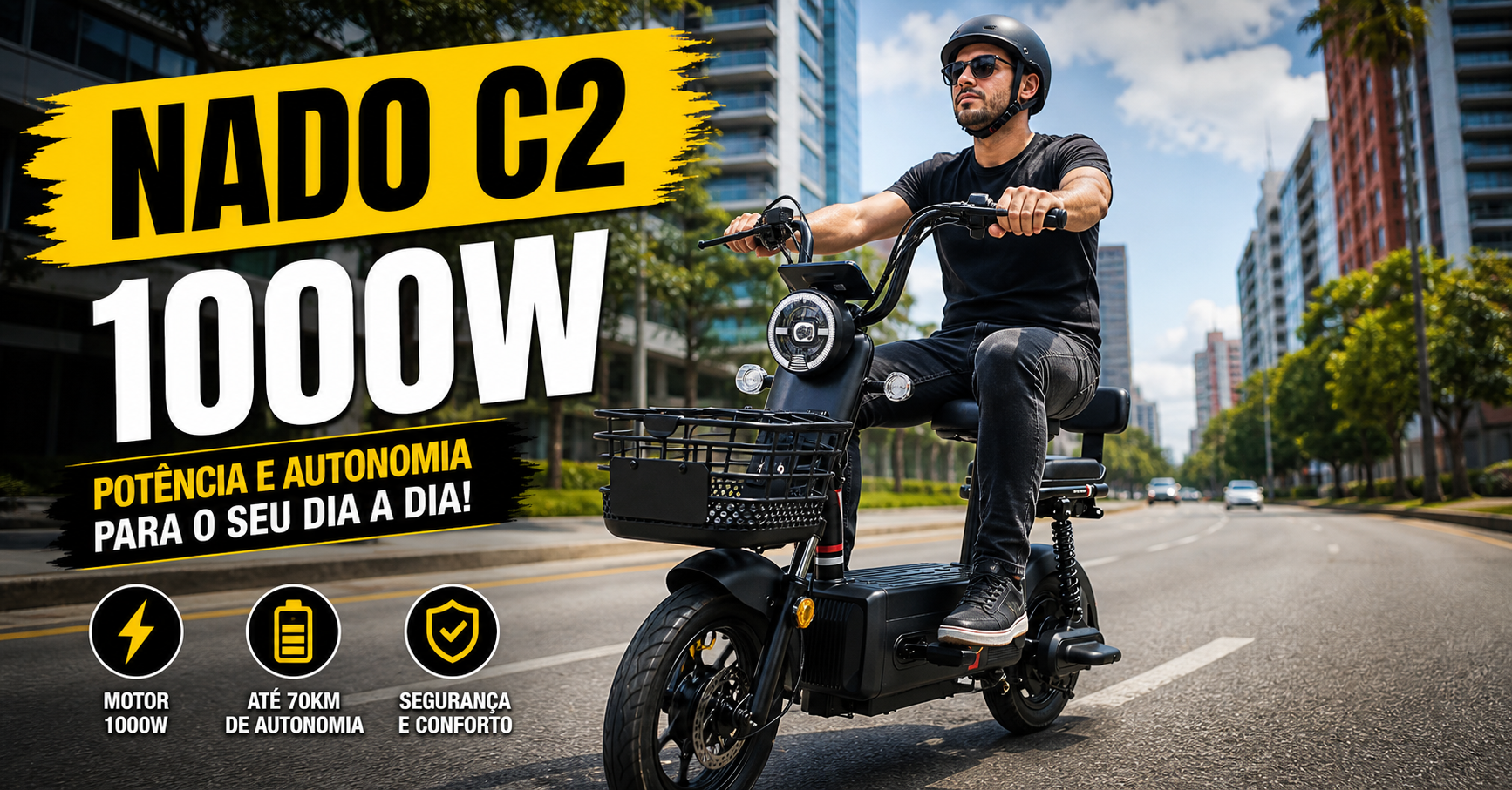 Bicicleta elétrica Nado C2 1000W